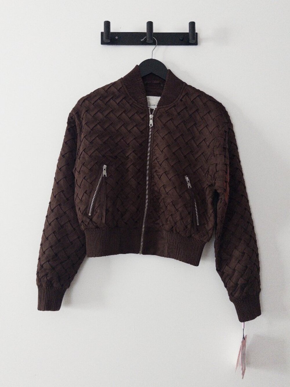 Avec Les Filles Faux Suede Woven Bomber Jacket Size XS M L - Picture 8 of 11